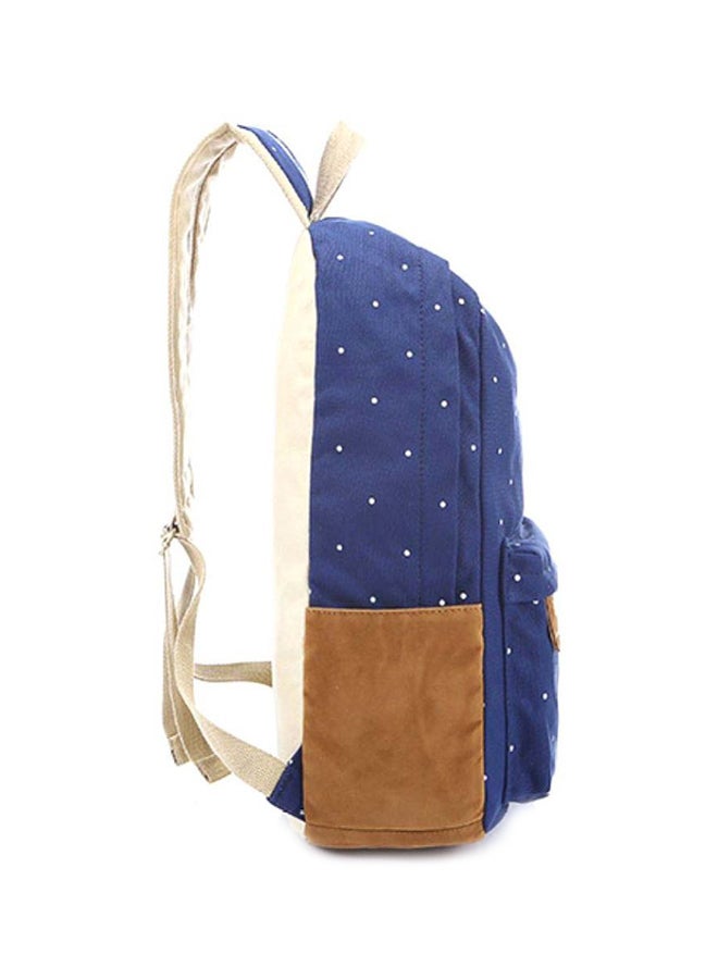 Polka Dot Printed Backpack Blue/Brown/Beige - Image 3
