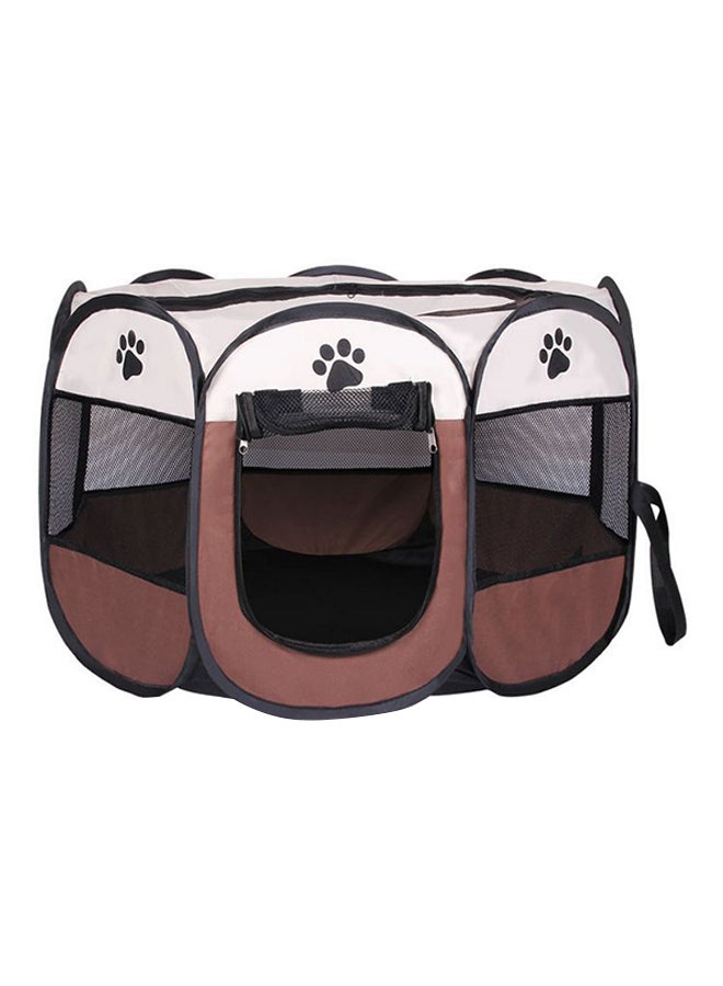 Foldable Pets Play Tent White/Brown/Black - Image 1
