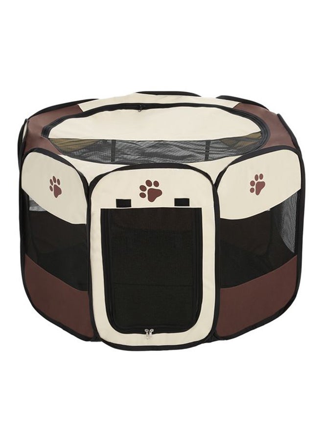 Foldable Pet Playpen Kennel Beige/Brown/Black L - Image 1