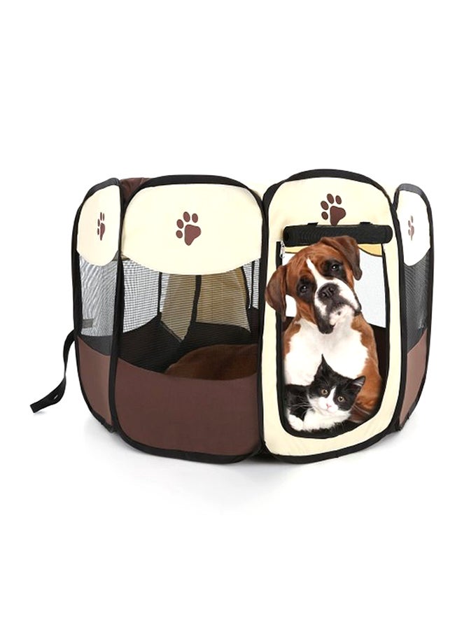 Foldable Pet Playpen Kennel Beige/Brown/Black L - Image 3
