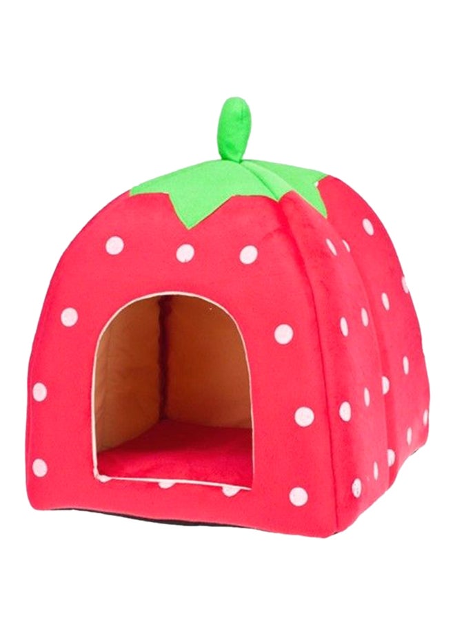 منزل الحيوانات الأليفة بتصميم ثمرة الفراولة وردي/أخضر/أبيض