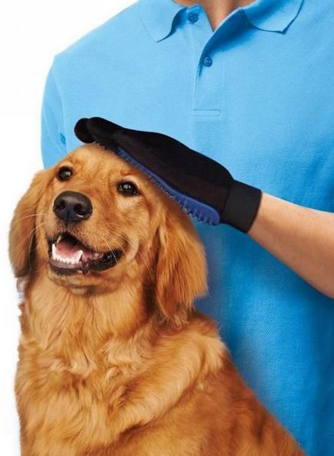 Real Skin Pet Grooming Glove Blue/Black  - Image 3