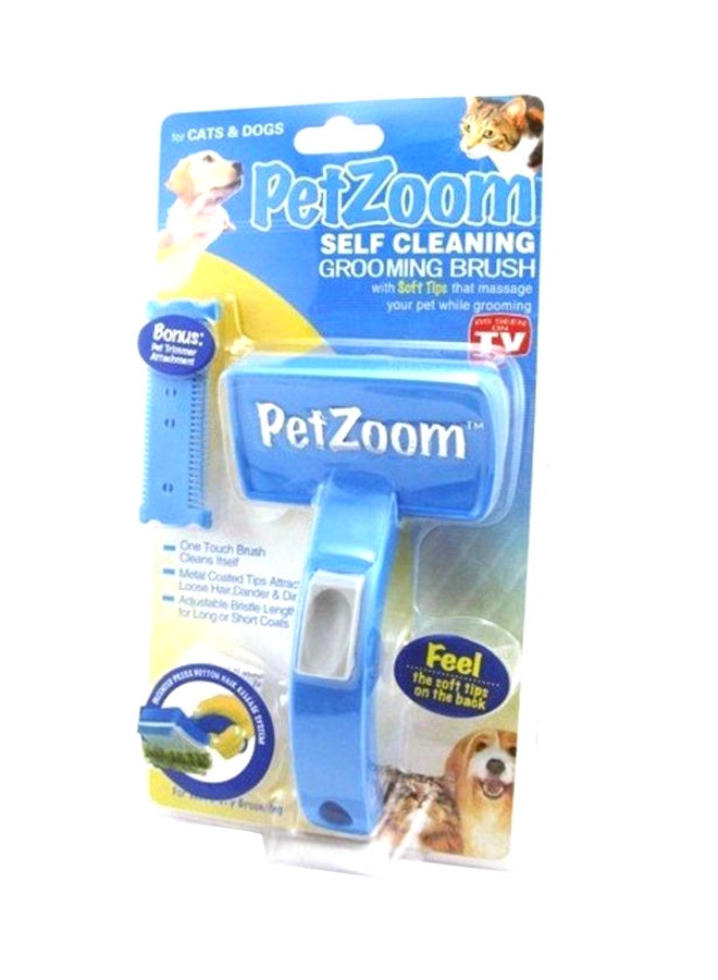 Petzoom - Self Cleaning Grooming Brush Blue/White - Image 1