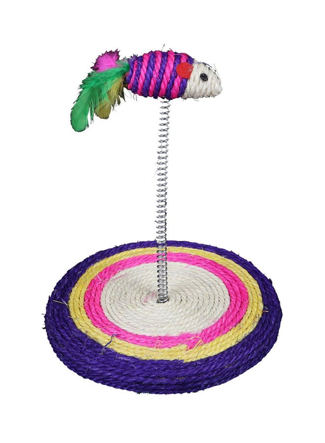 Wire Spring Mouse Toy With Scratching Board Pink/Purple/Beige