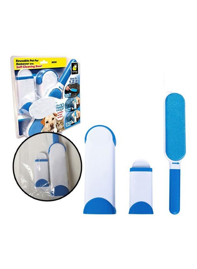 Generic Double Sided Reusable Pet Fur Remover With Self-Cleaning Base Blue/White  - Image 4
