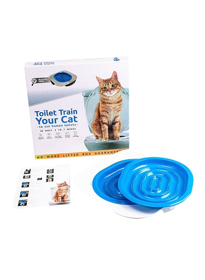مجموعة تدريب القطط على استعمال المرحاض أزرق/ أبيض
