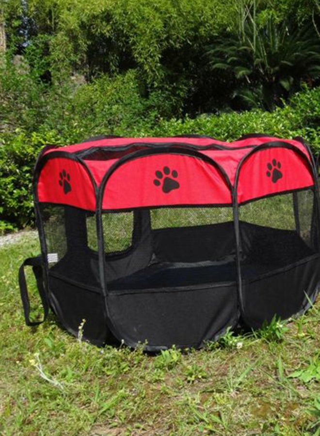 Foldable Pet Playpen Kennel Red/Black - Image 2