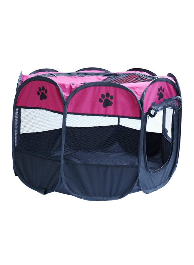 Foldable Pet Playpen Kennel Rose Red/Black S