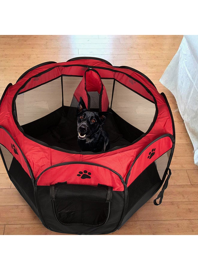 بيت الكلب الأليف لممارسة اللعب قابل للطيّ أحمر وأسود M - Image 2
