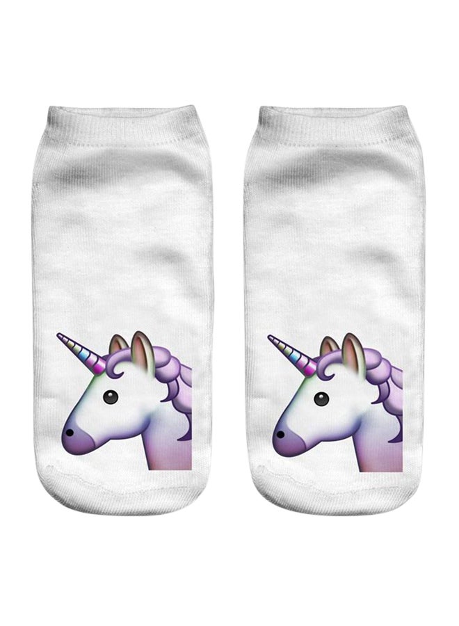 Unicorn Printed Low Cut Ankle Socks White Unicorn 