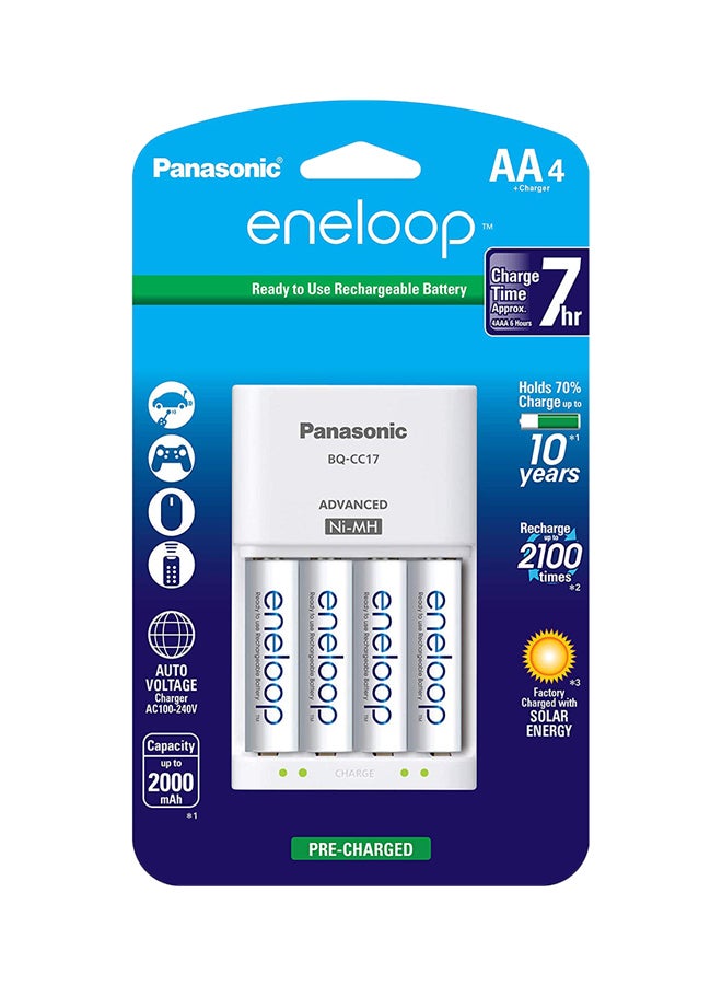 Panasonic 2000.0 mAh Pack of 4 Reachargable Battery White  - Image 1