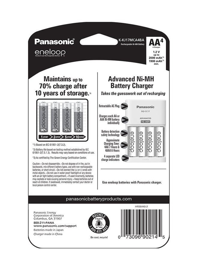 Panasonic 2000.0 mAh Pack of 4 Reachargable Battery White  - Image 2
