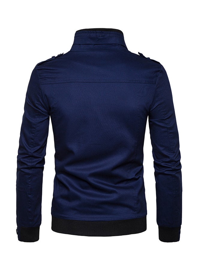 FASHION Zippered Long Sleeves Jacket Blue  - Image 2