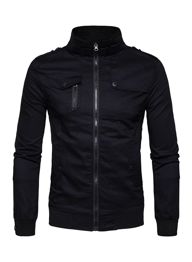 FASHION Zippered Long Sleeves Jacket Black  - Image 1