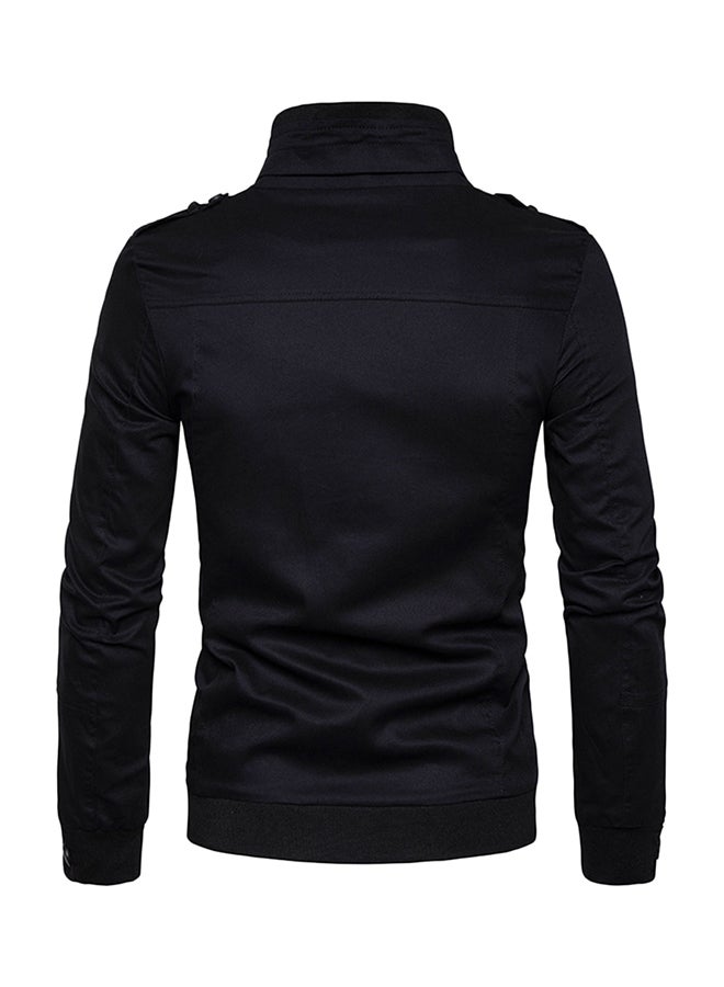 FASHION Zippered Long Sleeves Jacket Black  - Image 2