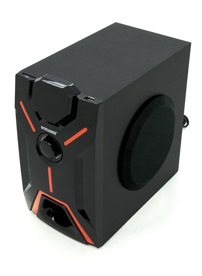 SONASHI - 2.1 Channel Multimedia Bluetooth Speaker System With Remote Control Fm Radio, Bluetooth, Usb, Sd Card Reader And Led Display Functions Powerful Sub-Woofer With Hi-Fi Surround Sound SHS-2101USRB Black - Image 1