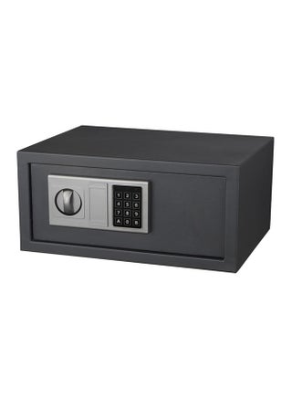 Wide Safe Box Hotel Size Locker With Digital Number Keypad And Key For A4 Documents Laptop, Macbook, Tablets, Camera, Cash, Jewelry Security Black/Grey 35x43x20cm - v1544072728/N19781185A_1