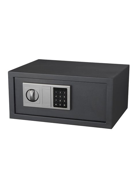 Wide Safe Box Hotel Size Locker With Digital Number Keypad And Key For A4 Documents Laptop, Macbook, Tablets, Camera, Cash, Jewelry Security Black/Grey 35x43x20cm