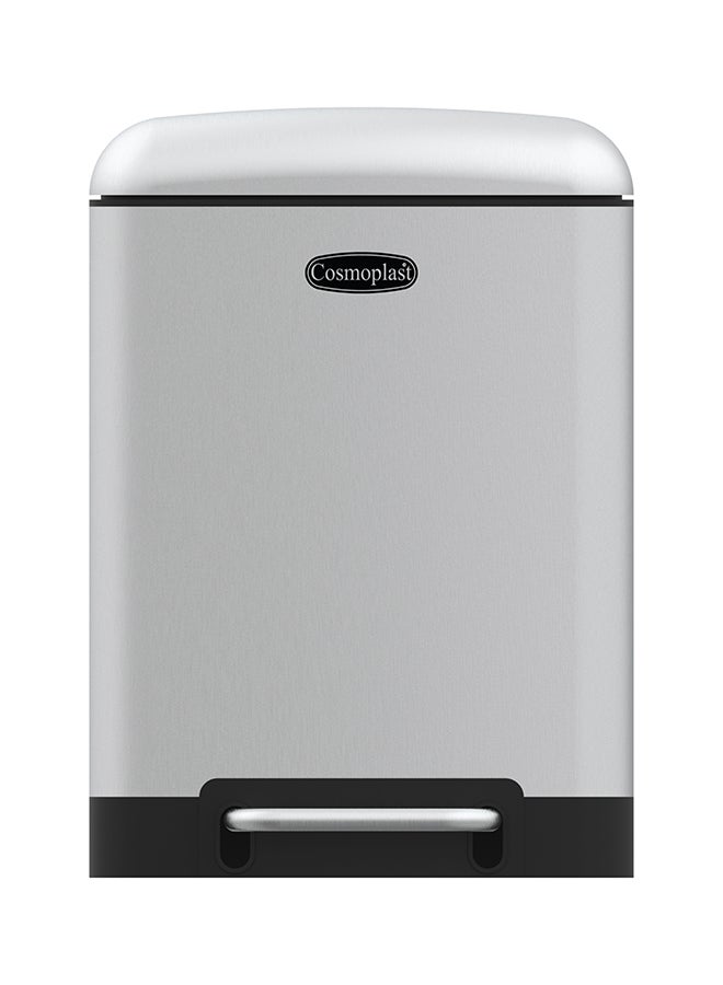 Cosmoplast Lumina Steel Waste Bin With Pedal Grey 12Liters  - Image 1