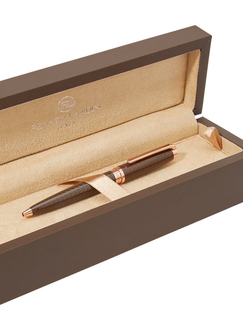 RENATO LANDINI - Radial Ballpoint Pen Brown/Rose Gold - Image 1