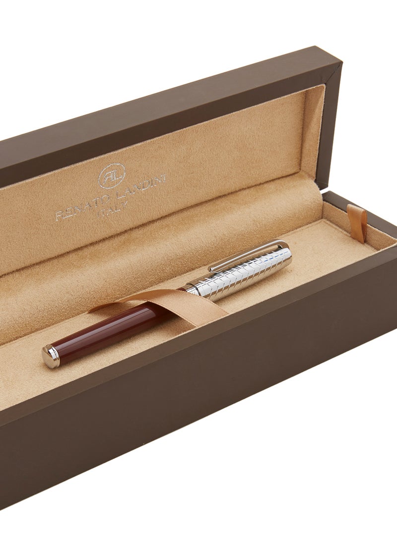 RENATO LANDINI Pioneer Rollerball Pen Maroon/Chrome  - Image 3