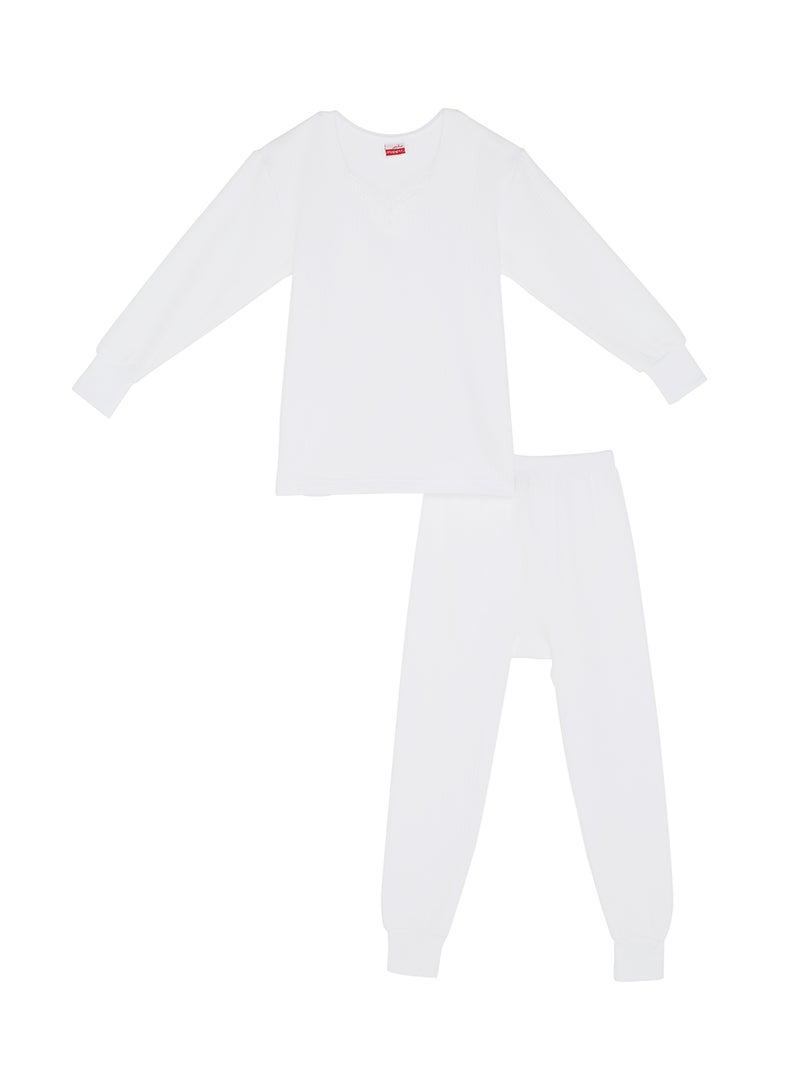 SLUGGER Cotton Striped T-shirt And Pajama Set White  - Image 1