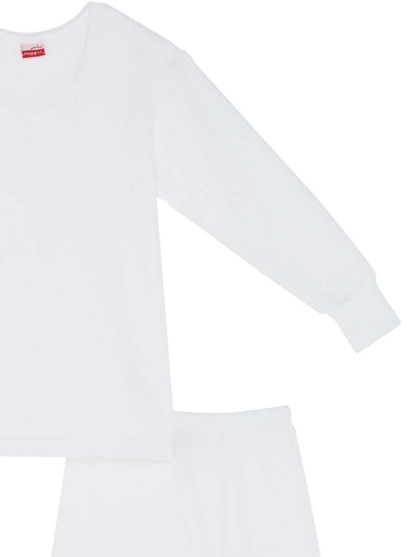 SLUGGER Cotton Striped T-shirt And Pajama Set White  - Image 3