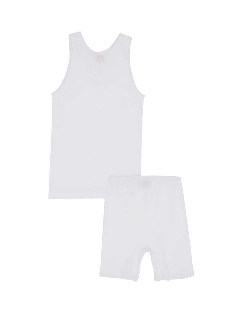 SLUGGER - Cotton Vest And Half Pant Underwear Set White - Image 1