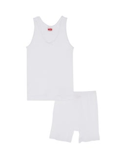 Cotton Vest And Half Pant Underwear Set White