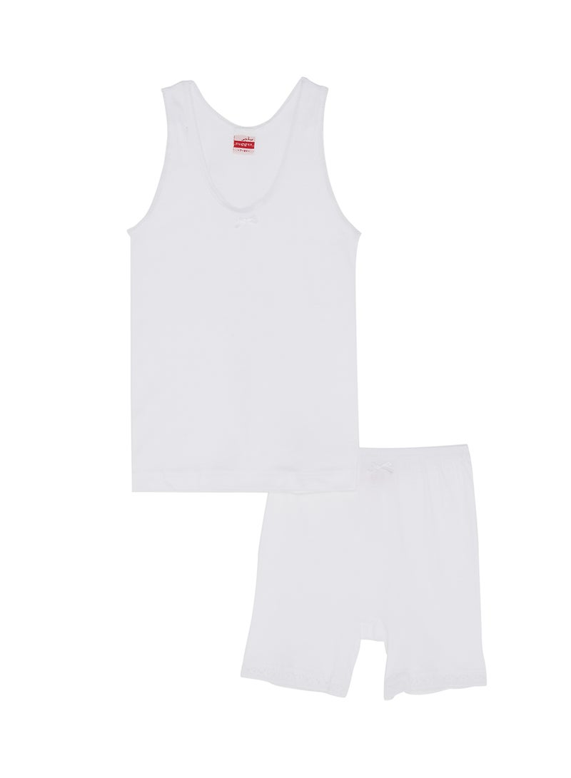 SLUGGER - Cotton Vest And Half Pant Underwear Set White - Image 1