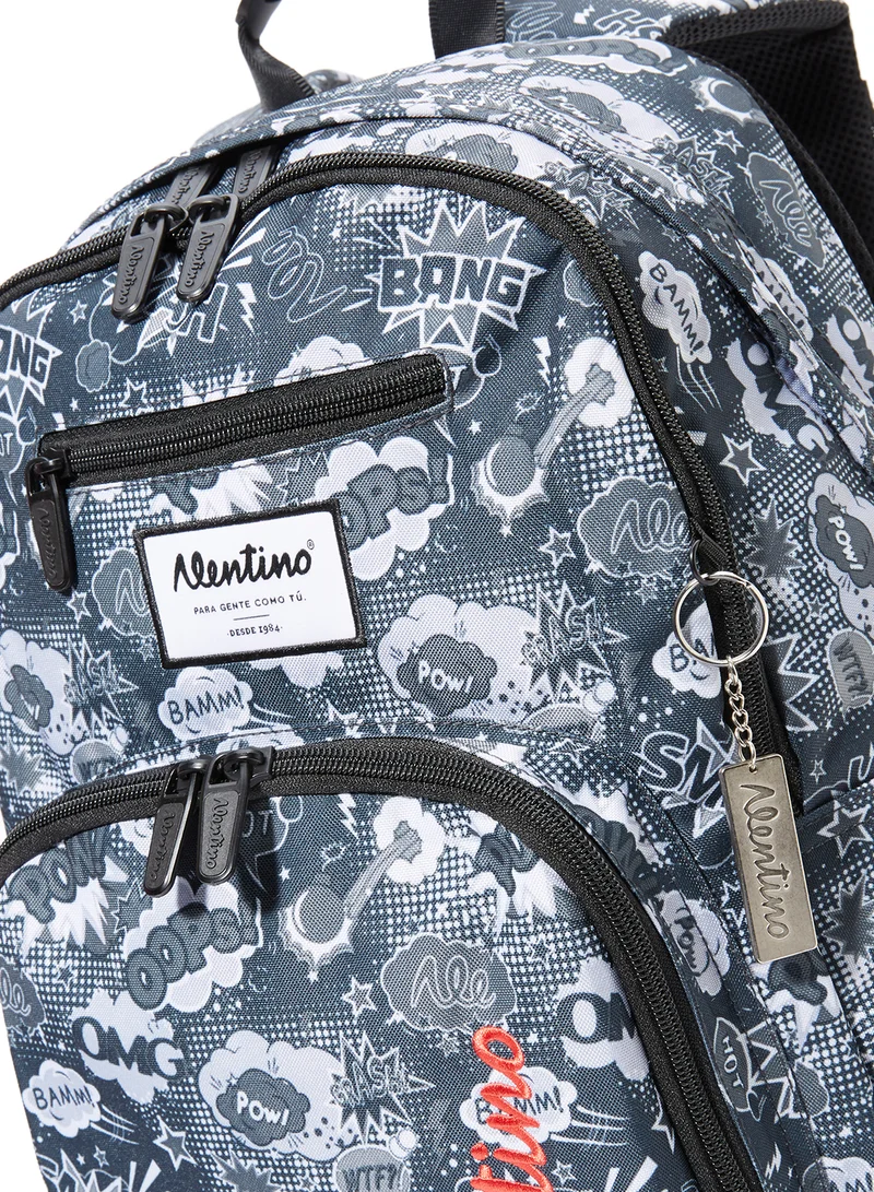 Alentino Goma-A Comic Pink Backpacks Grey/White