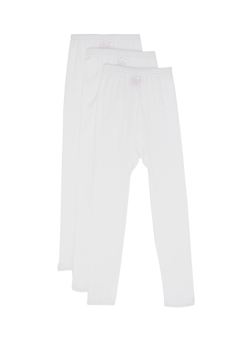 SLUGGER 3-Piece Cotton Leggings With Lace Trim White  - Image 1