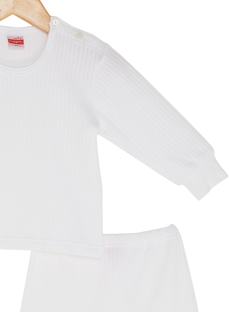 سلاجر طقم تي شيرت وبيجامة قطنية أبيض - Image 3