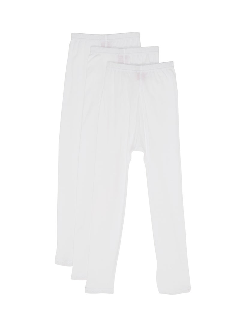 SLUGGER 3-Piece Cotton Leggings With Lace Trim White  - Image 2