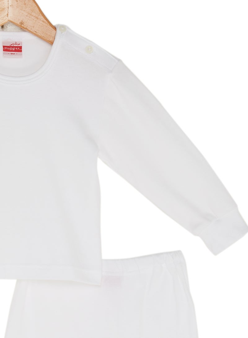 سلاجر طقم تي شيرت وبيجامة قطنية أبيض - Image 3