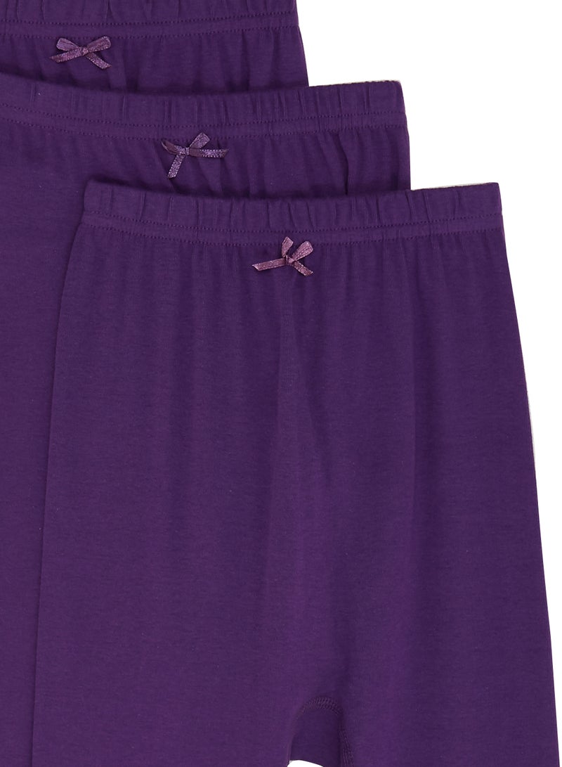 SLUGGER Pack Of 3 Lace Trim Leggings Purple  - Image 3