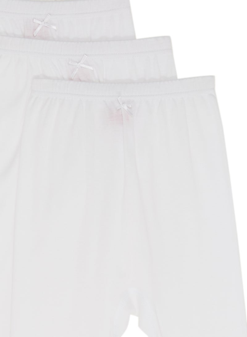 SLUGGER 3-Piece Cotton Leggings With Lace Trim White  - Image 3