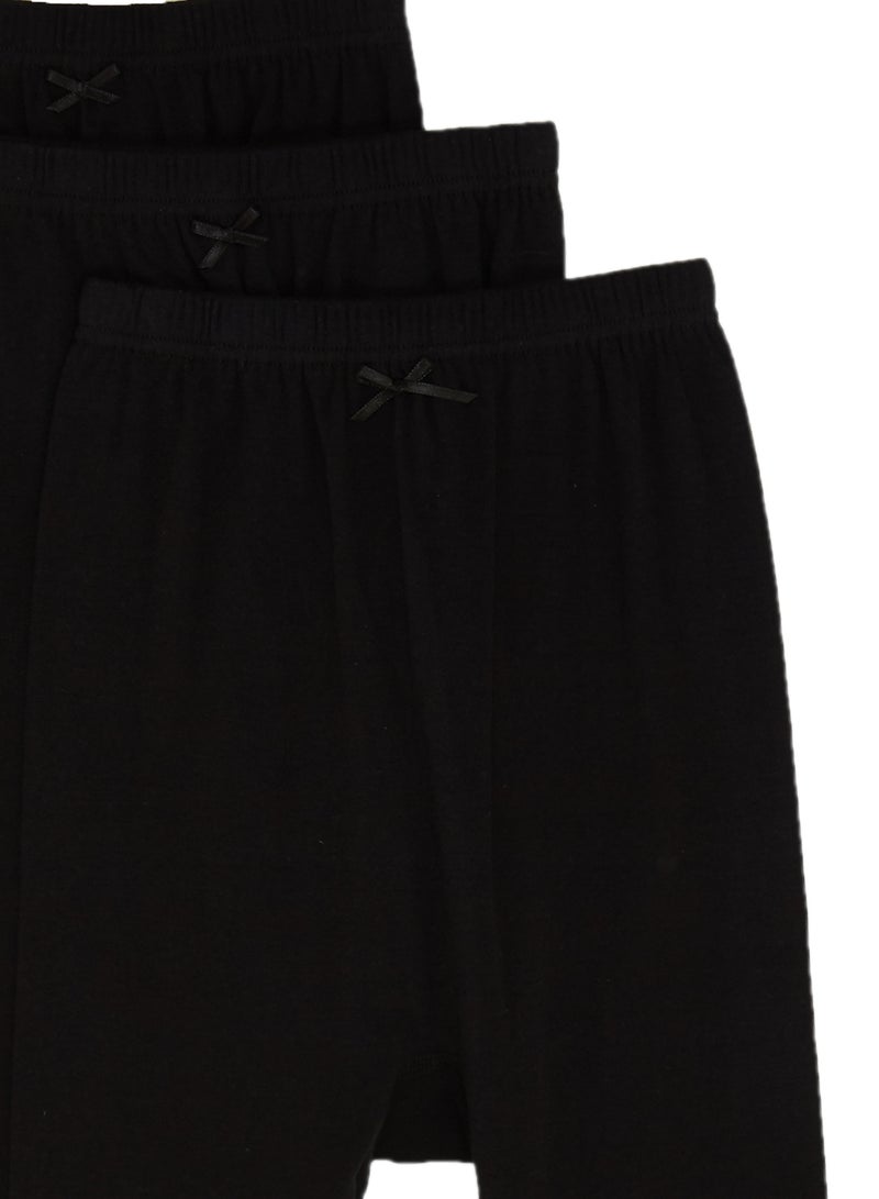 SLUGGER 3-Piece Cotton Leggings With Lace Trim Black  - Image 3