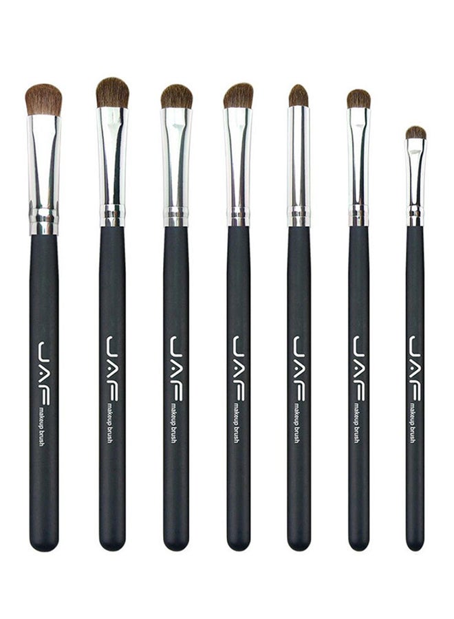 7-Piece Eye Make Up Brush Set Black/Silver/Brown