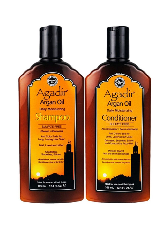 2-Piece Argan Oil Daily Moisturizing Shampoo And Conditioner Set 366ml