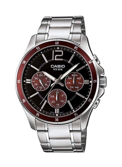 Men's Water Resistant Analog Watch MTP-1374D-5A - 44 mm - Silver