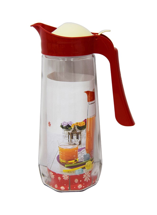 Sarina - Drinking Water Jug Clear/Red 1600ml - Image 1