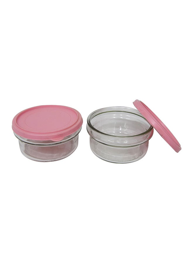 Sarina 2-Piece Glass Bowl Set Clear/Pink 2 x 424ml  - Image 1