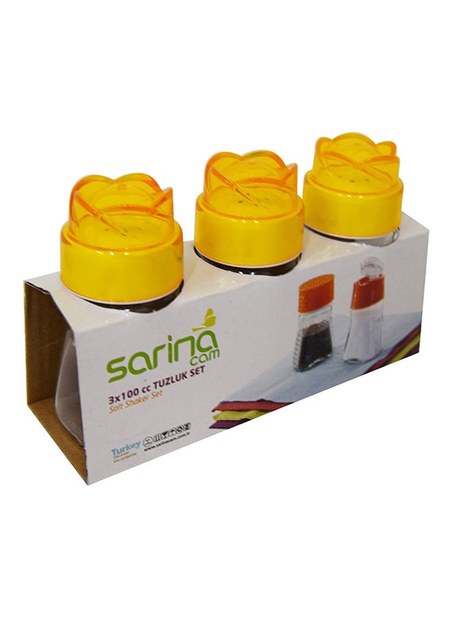 Sarina 3-Piece Salt And Pepper Shakers Set Clear/Yellow 3 x 100ml  - Image 2