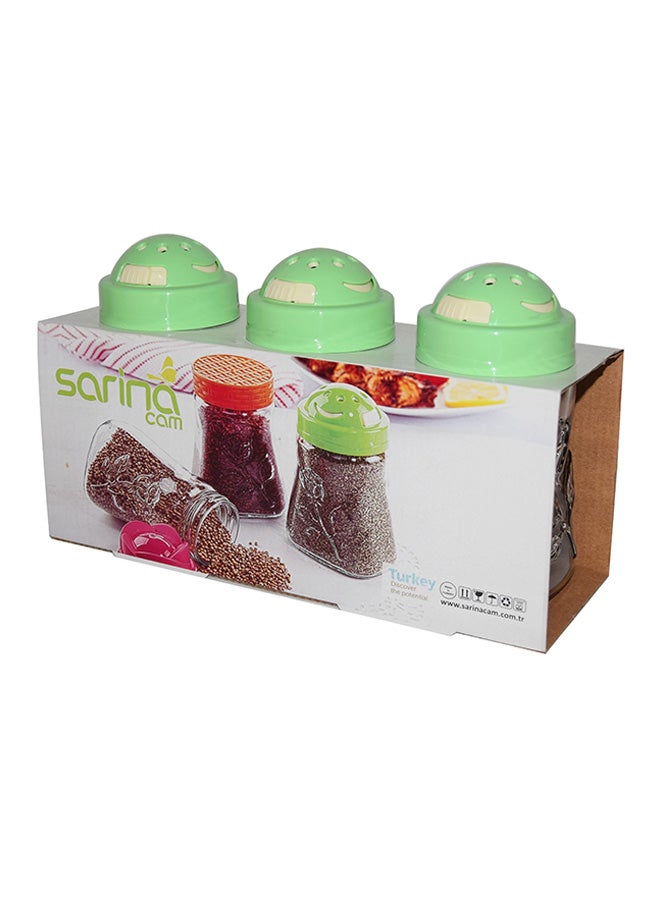 Sarina 3-Piece Salt And Pepper Canister Set Clear/Green 3 x 370ml  - Image 2