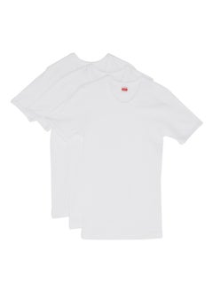 3-Piece Cotton Round Neck Undershirt White
