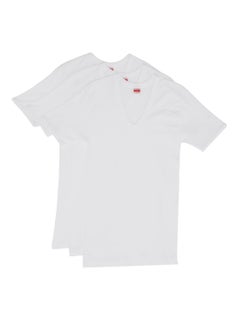 3-Piece Cotton V-Neck Undershirt White