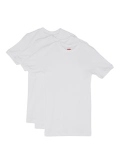 3-Piece Cotton Round Neck Undershirt White