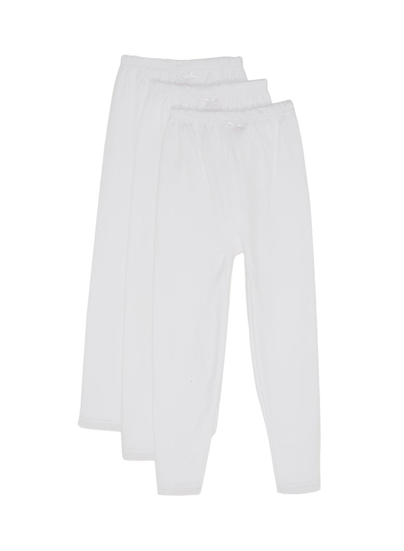 SLUGGER 3-Piece Cotton Leggings With Lace Trim White  - Image 1