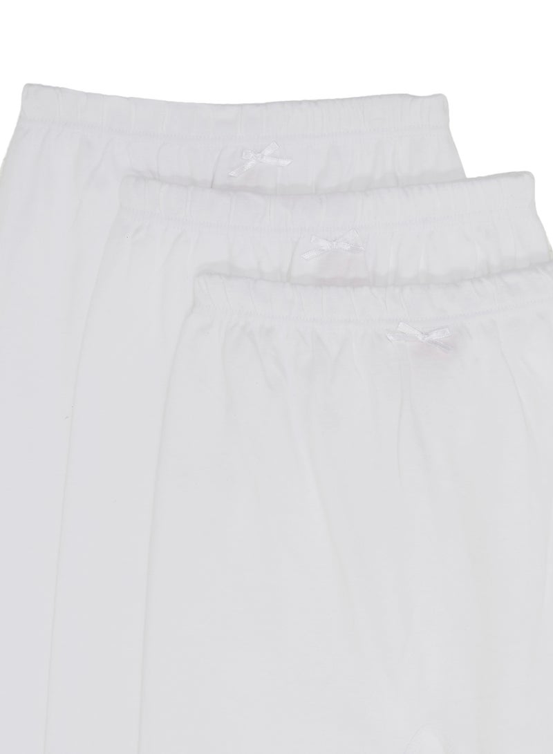 SLUGGER 3-Piece Cotton Leggings With Lace Trim White  - Image 3